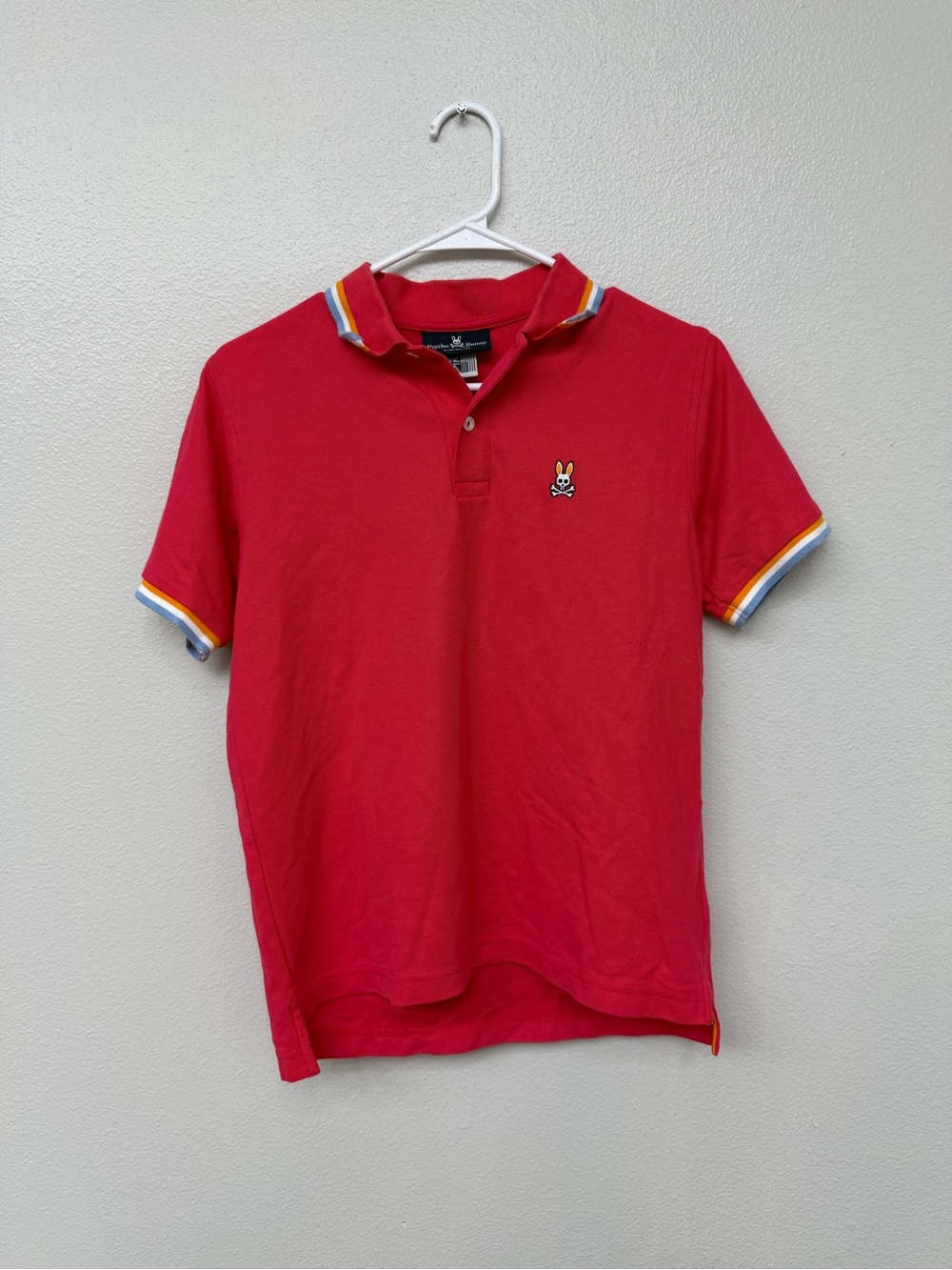 Psycho Bunny Kids Youth XL Red Polo Shirt Striped Collar